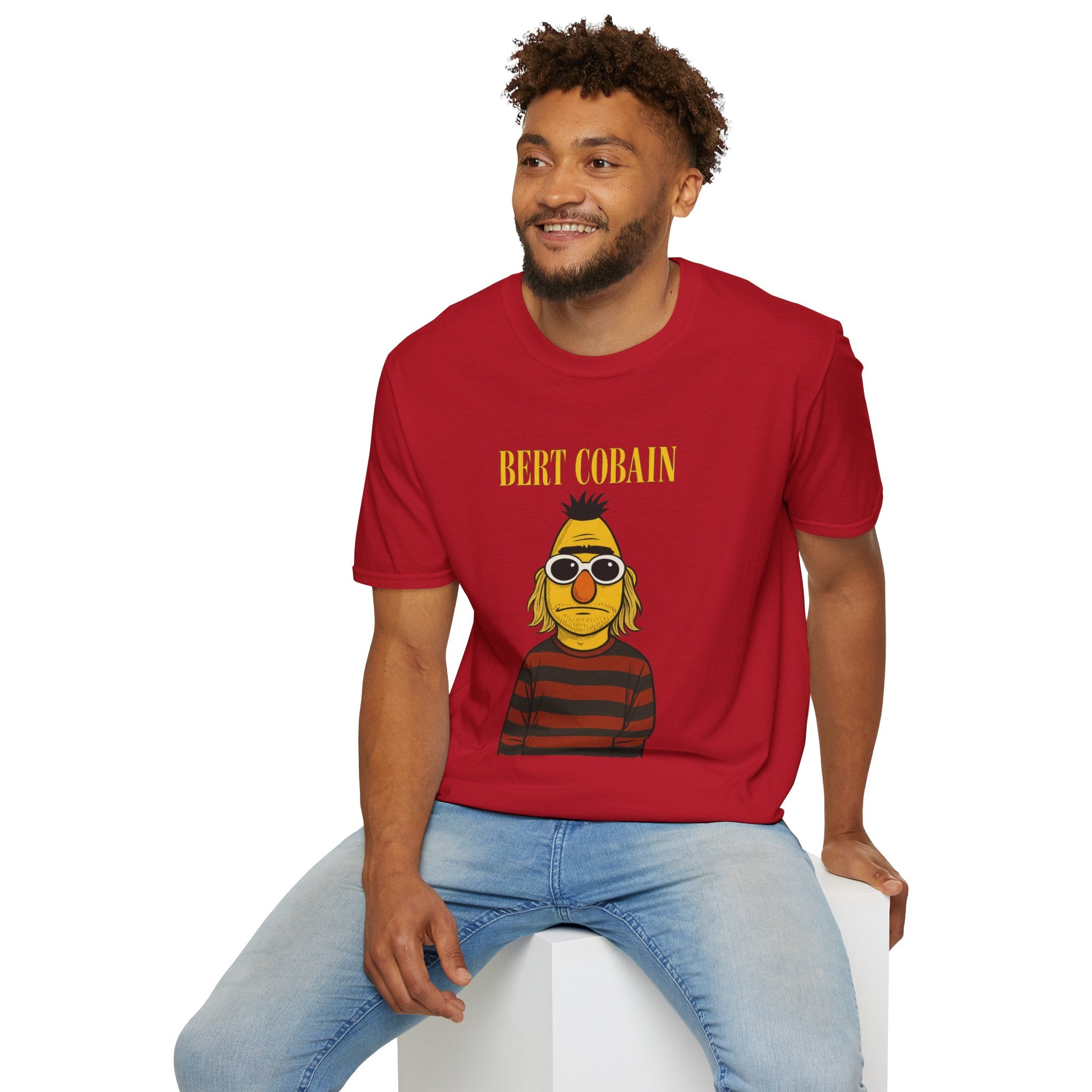 Bert Cobain funny mashup Kurt Cobain and Bert from sesame street wordplay unisex gift tee music lover