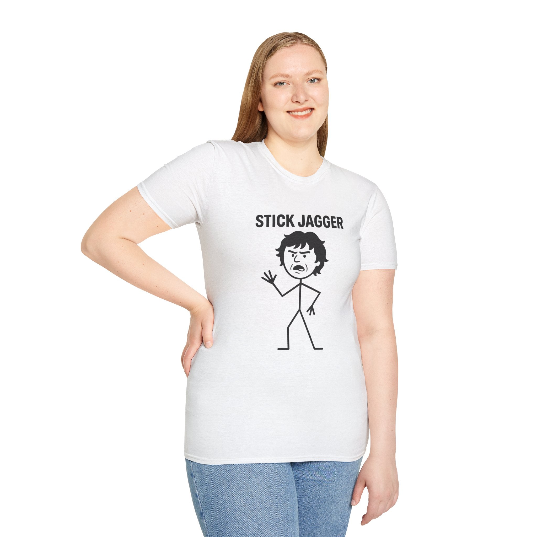 Stick Jagger Funny Shirt, Stick Figure Parody Wordplay T-Shirt, Pun Mashup Tee, Humorous Graphic Top, Sarcastic Slogan Clothing