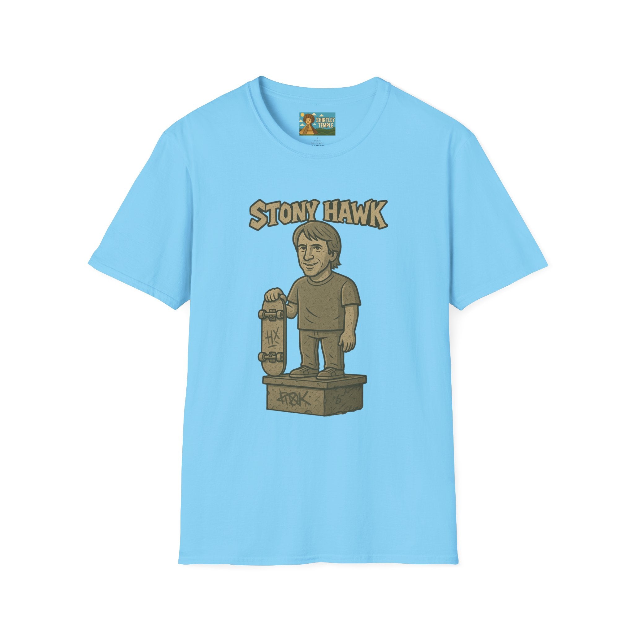 Stony Hawk Unisex T-Shirt, Skateboard Legend Parody Tee, Statue Wordplay Shirt, Funny Skater Gift, Skateboarding Fan Top