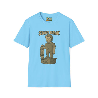 Stony Hawk Unisex T-Shirt, Skateboard Legend Parody Tee, Statue Wordplay Shirt, Funny Skater Gift, Skateboarding Fan Top