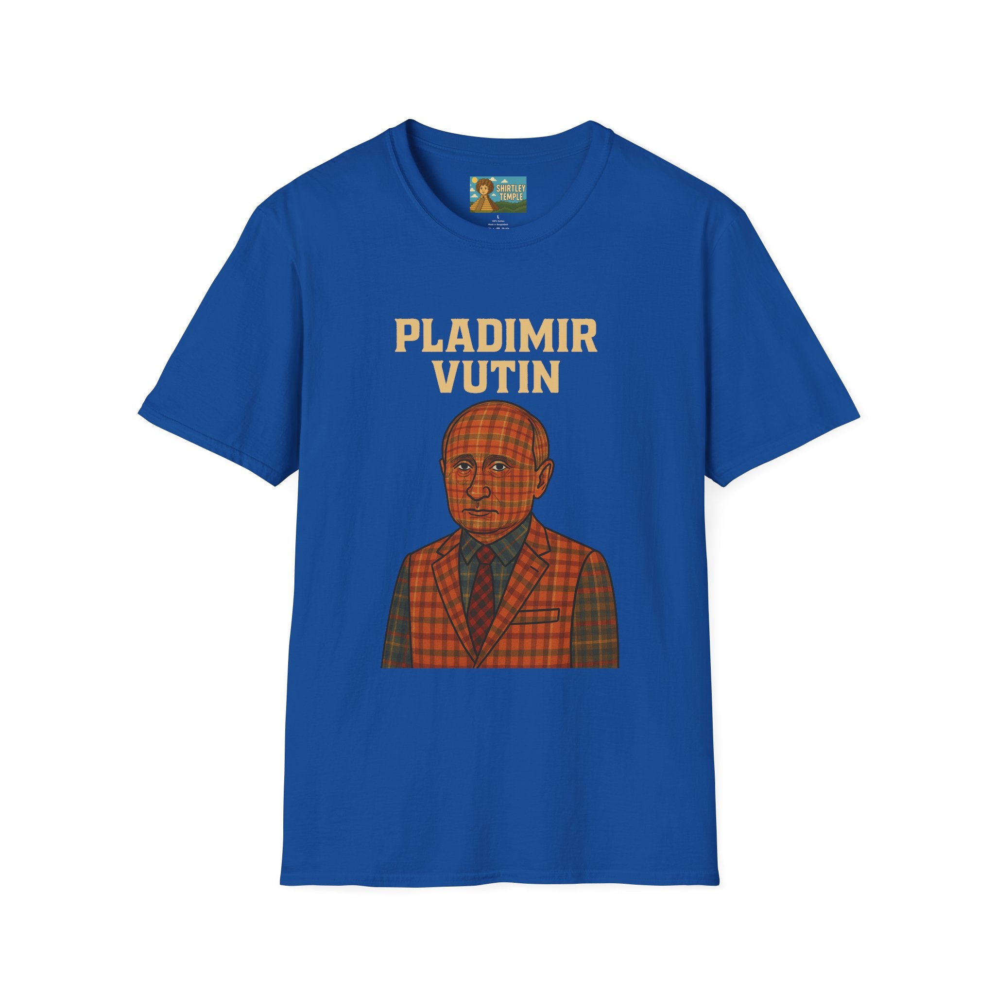 Pladimir Vutin T-Shirt, Funny Putin Parody Shirt, Plaid Person Pun Tee, Comedy Putin Plaid Top, Vladimir Putin Plaid Wordplay Apparel