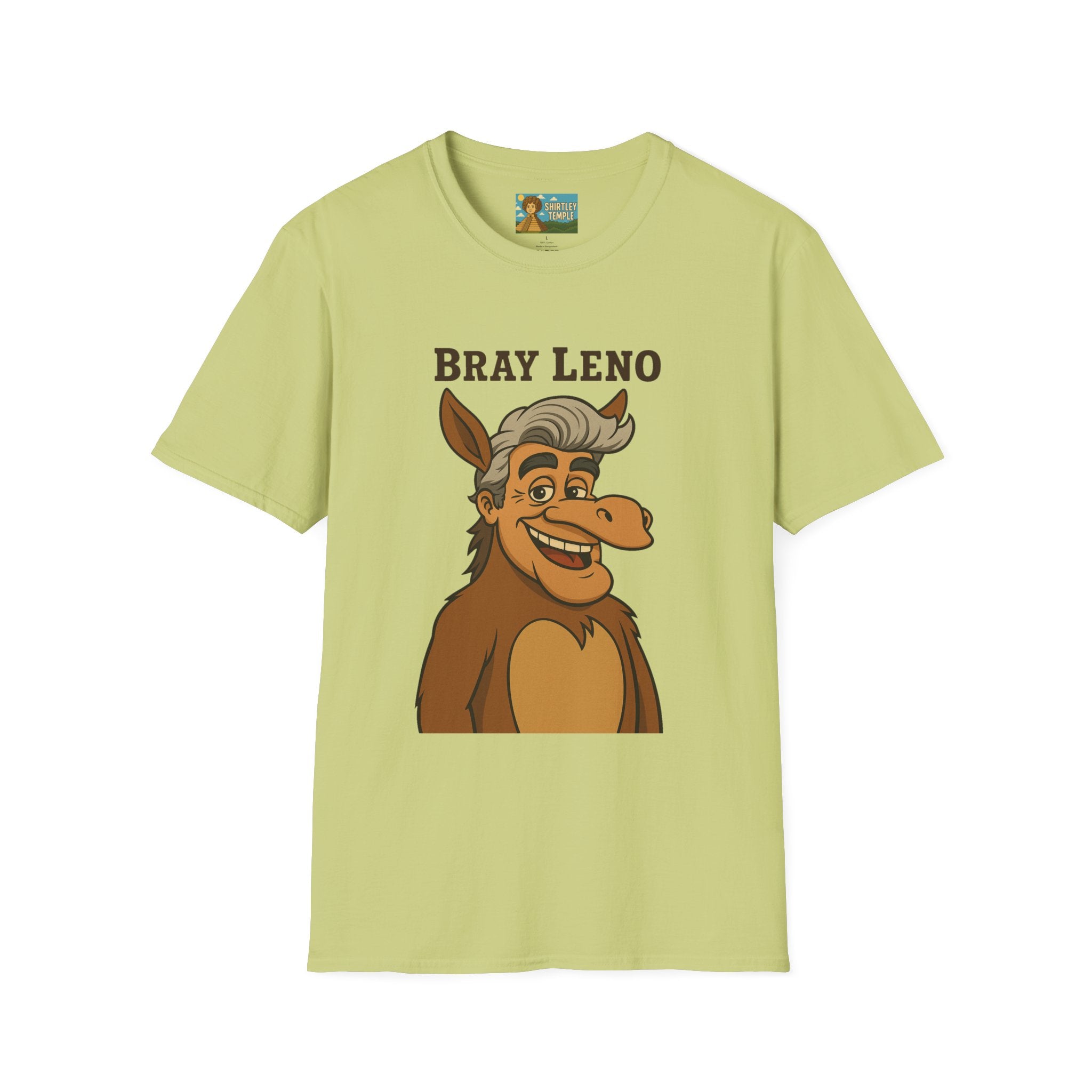 Bray Leno Parody Unisex Tee, Jay Leno Donkey Mashup Shirt, Funny Wordplay Comedy Gift, Softstyle T-Shirt