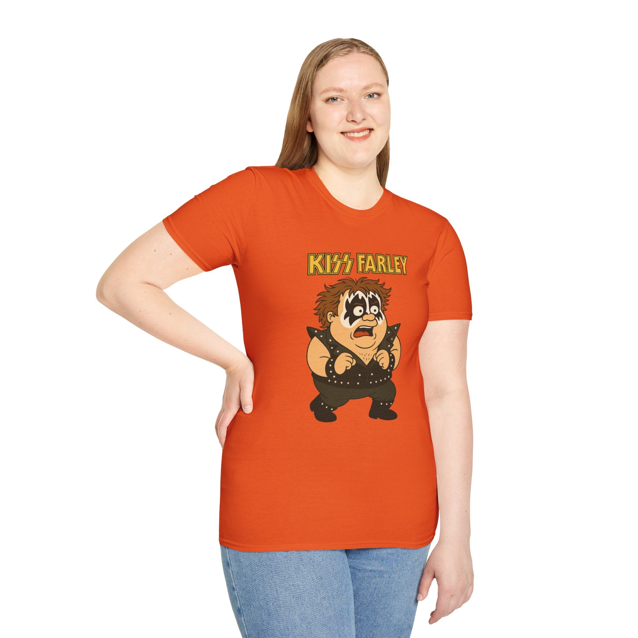 Kiss Farley T-Shirt, Rock Band Chris Farley Tribute Shirt, Funny Parody Mashup Tee, Unisex Softstyle Top, Gift for Music Lovers