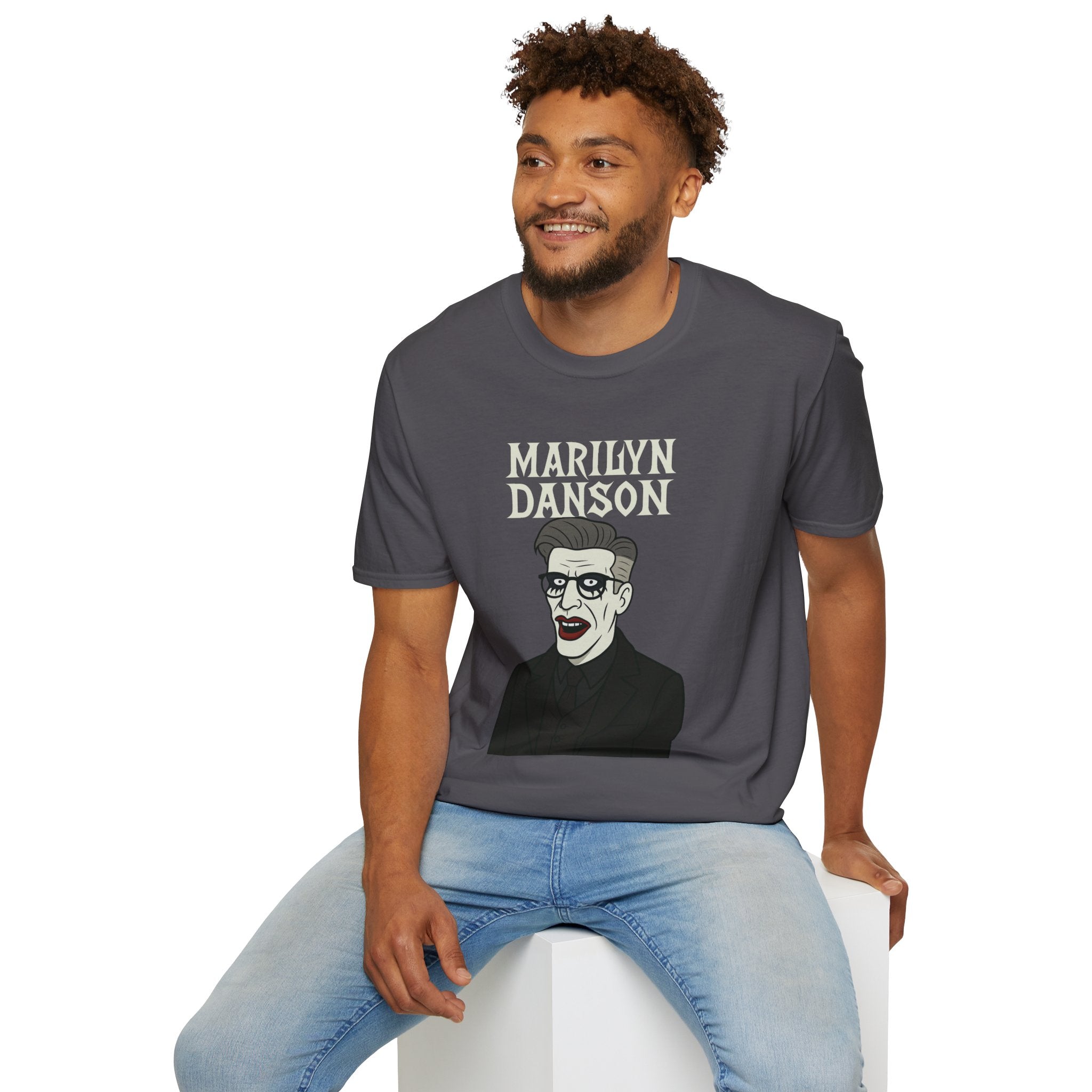 Marilyn Danson Funny Shirt, Mashup Tribute Tee, Parody Comedy Gift, Unisex Softstyle T-Shirt, Marilyn Manson Ted Danson