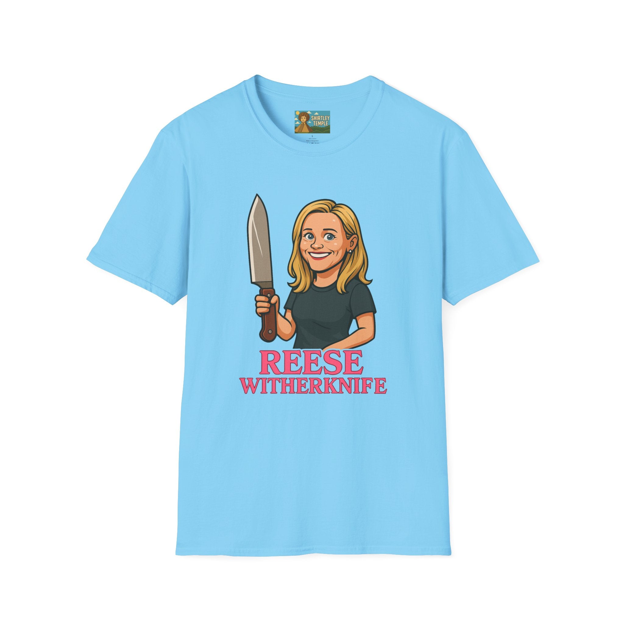 Reese Witherknife Funny Shirt, Comedy Parody Actress Tee, Unisex Softstyle T-Shirt, Wordplay Giant Knife Top, Gift for Movie Lovers, Pop