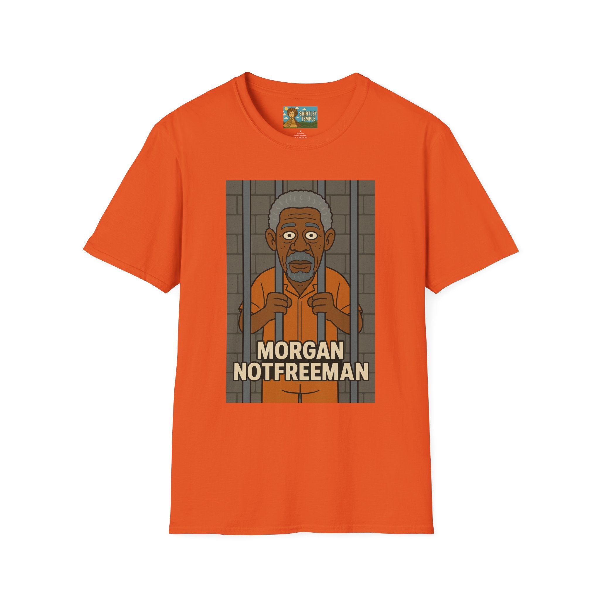 Morgan Notfreeman T-Shirt, Funny Parody Wordplay Tee, Unisex Softstyle Shirt, Morgan Freeman Not Free Comedy, Tribute Irony