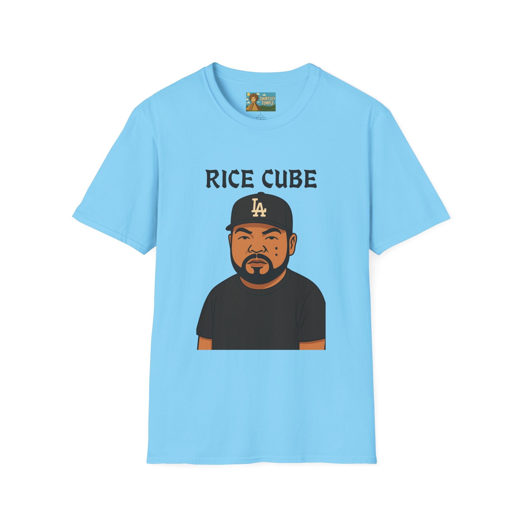 Rice Cube Funny T-Shirt, Ice Cube Asian Parody Shirt, Wordplay Tee, Hip-Hop Music Fan Gift, Unisex Softstyle Top