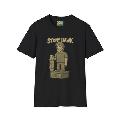 Stony Hawk Unisex T-Shirt, Skateboard Legend Parody Tee, Statue Wordplay Shirt, Funny Skater Gift, Skateboarding Fan Top
