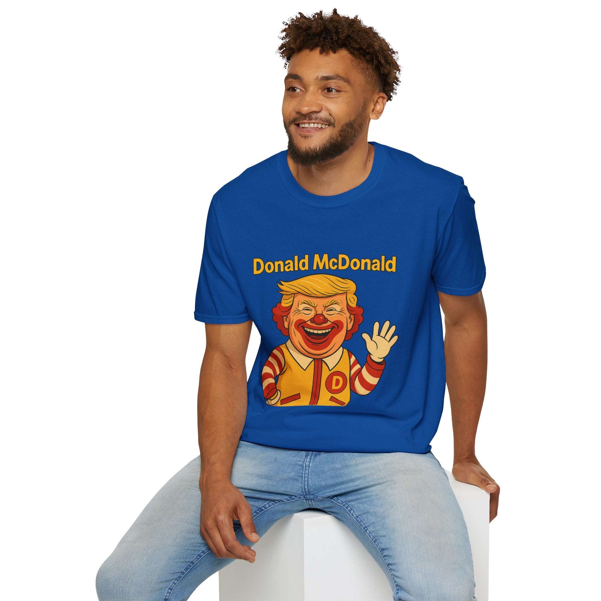 Donald McDonald Mashup T-Shirt, Trump Parody Tee, Funny Fast Food Shirt, Unisex Softstyle Top, Political Humor Gift