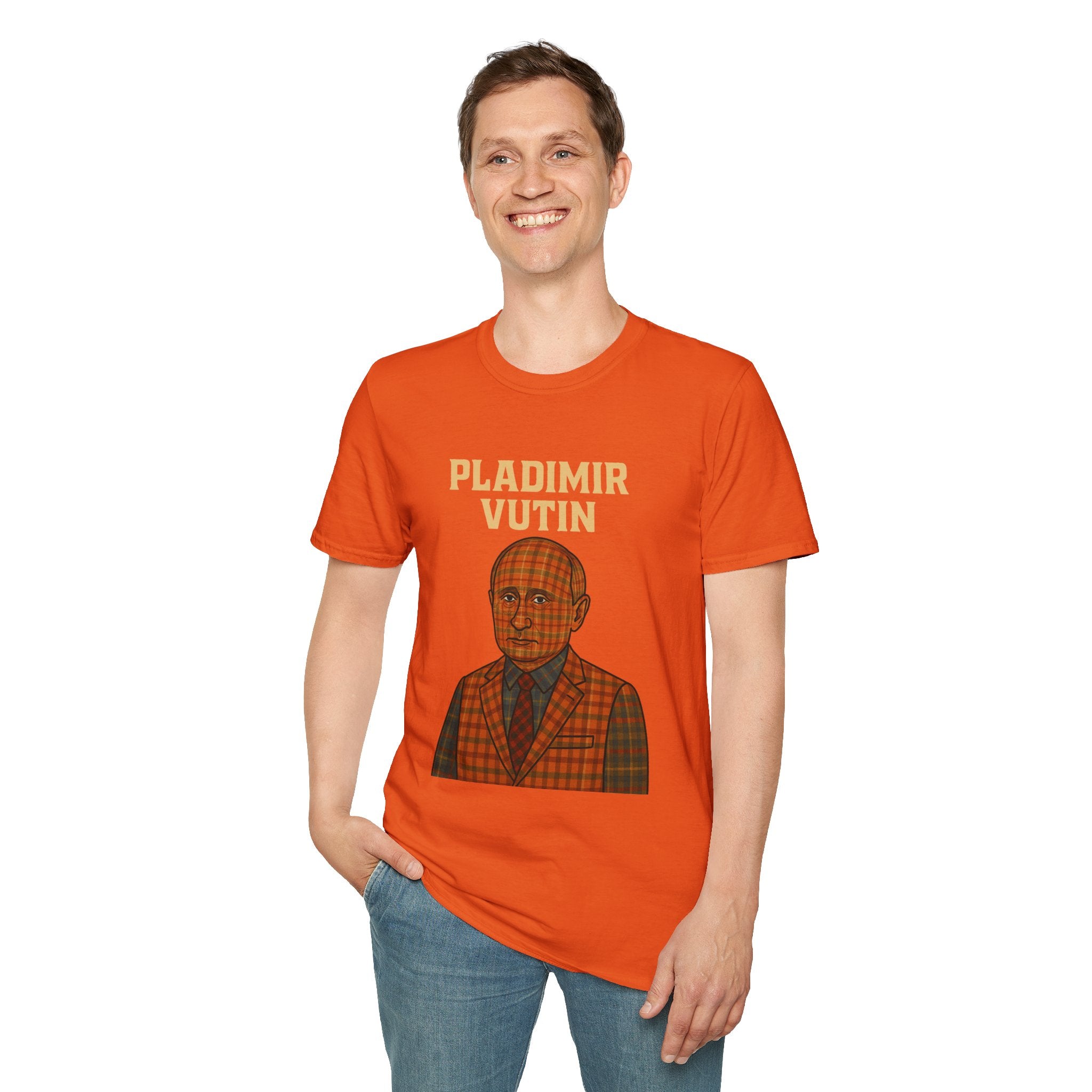 Pladimir Vutin T-Shirt, Funny Putin Parody Shirt, Plaid Person Pun Tee, Comedy Putin Plaid Top, Vladimir Putin Plaid Wordplay Apparel