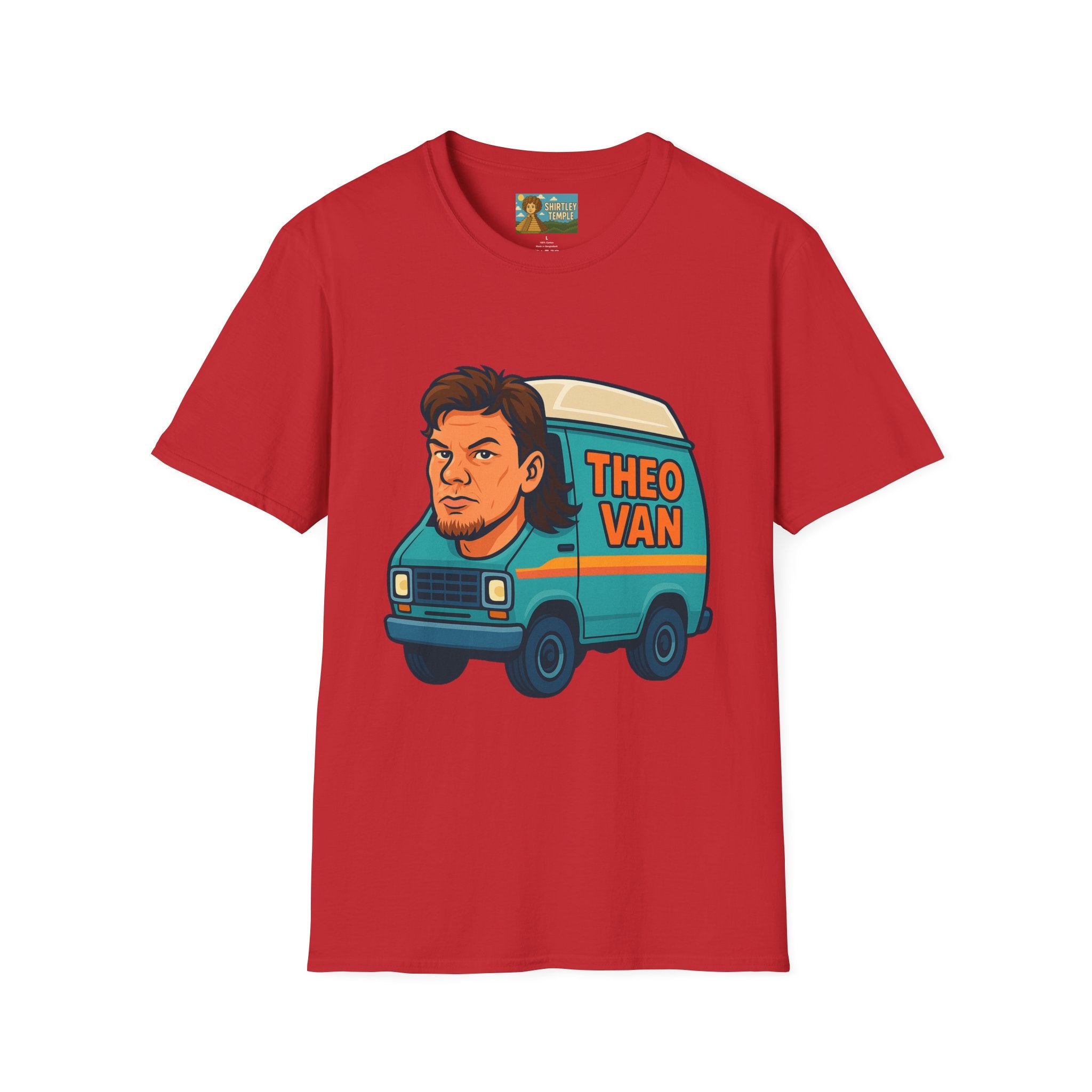 Theo Van (Theo Von + Van = Theo Van) Funny Tribute T-Shirt, Comedy Mashup Tee, Comedian Parody Shirt, Unisex Softstyle Top, Van Lover Gift