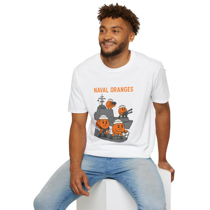 Naval Oranges Unisex Softstyle T-Shirt, Funny Shirt Parody Wordplay Mashup, Navy People Comedy Pun Punny, Navel Oranges Tee, Citrus Humor