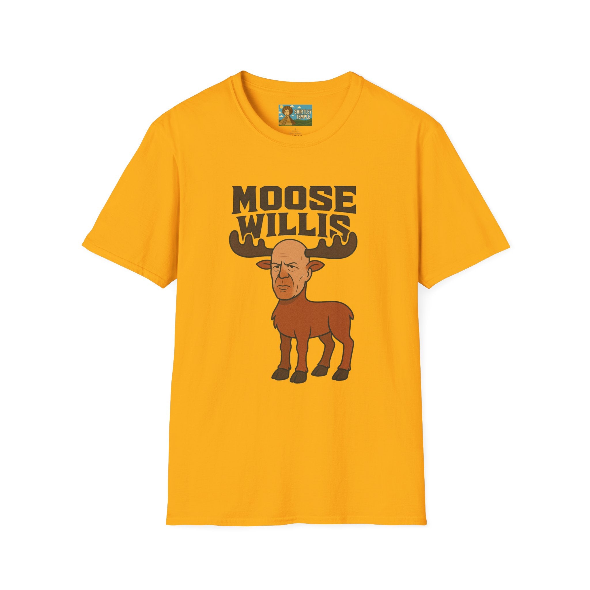 Moose Willis T-Shirt, Bruce Willis Parody Shirt, Moose Pun Tee, Comedy Mashup Apparel