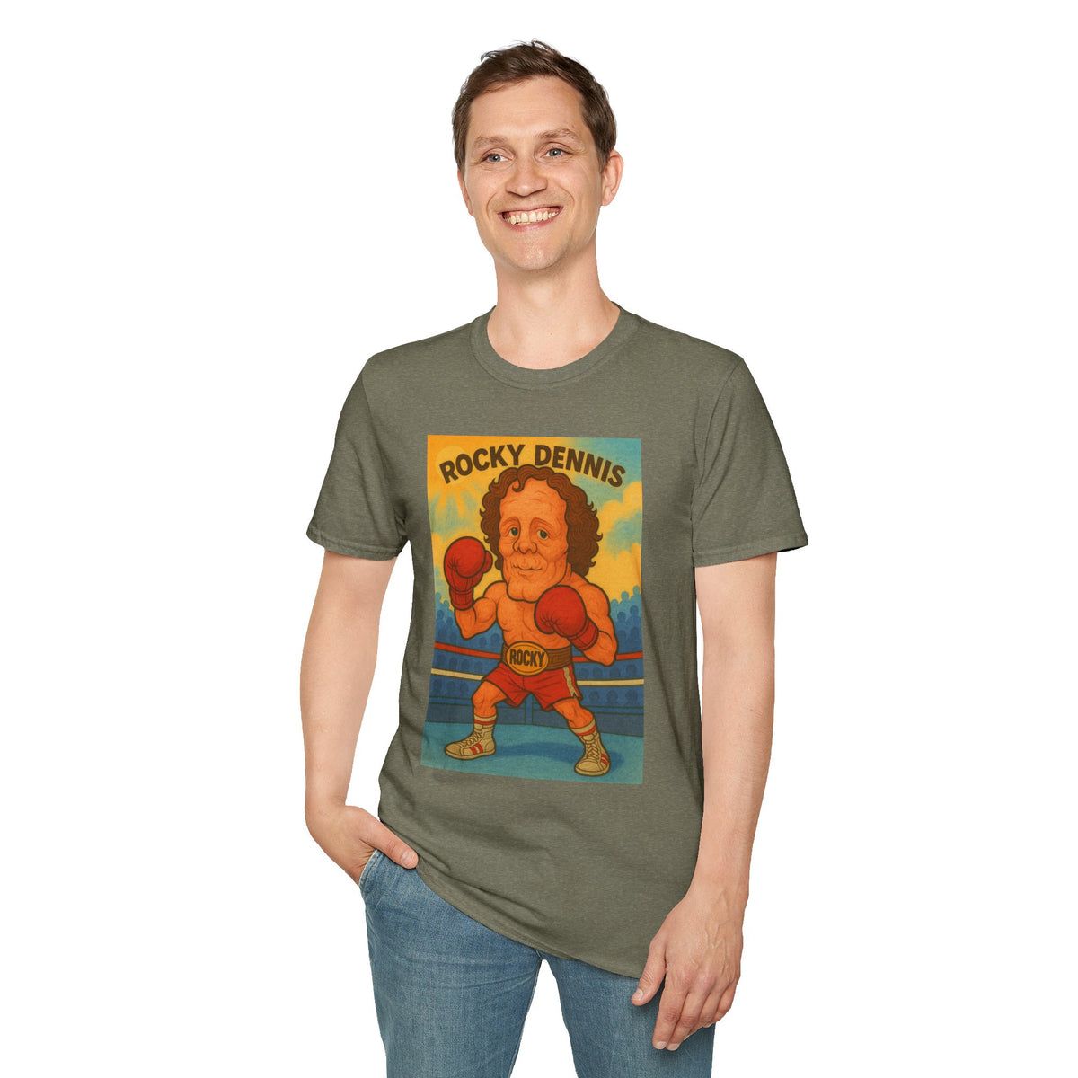 Rocky Dennis The Mask Rocky Mashup T-Shirt, Funny Movie Crossover Tee, Rocky Balboa Gift Shirt, Unisex Softstyle Top