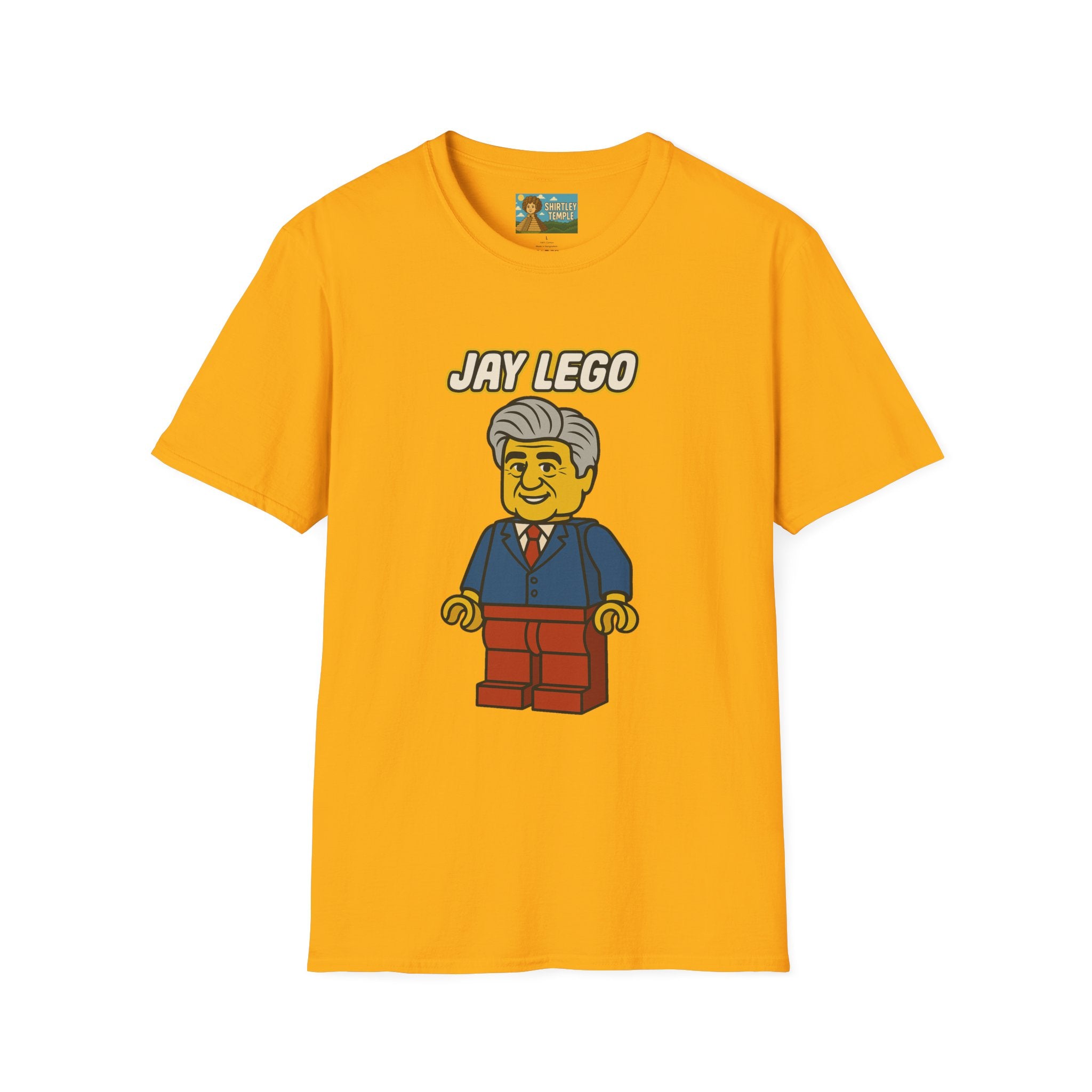 Jay Lego Funny Shirt Parody Apparel, Comedy Tribute, Lego Person, Jay Leno Mashup