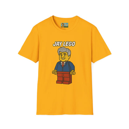 Jay Lego Funny Shirt Parody Apparel, Comedy Tribute, Lego Person, Jay Leno Mashup