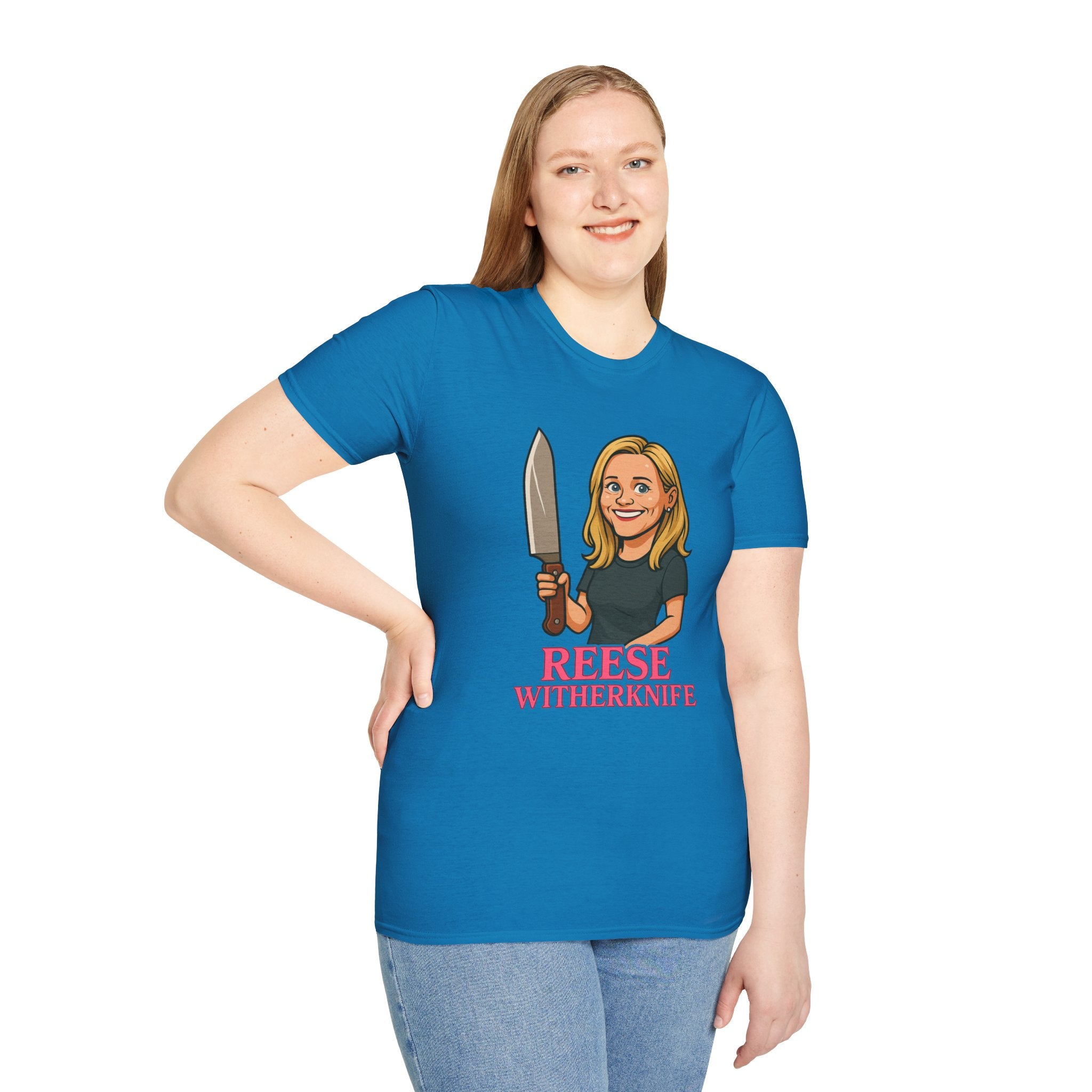 Reese Witherknife Funny Shirt, Comedy Parody Actress Tee, Unisex Softstyle T-Shirt, Wordplay Giant Knife Top, Gift for Movie Lovers, Pop