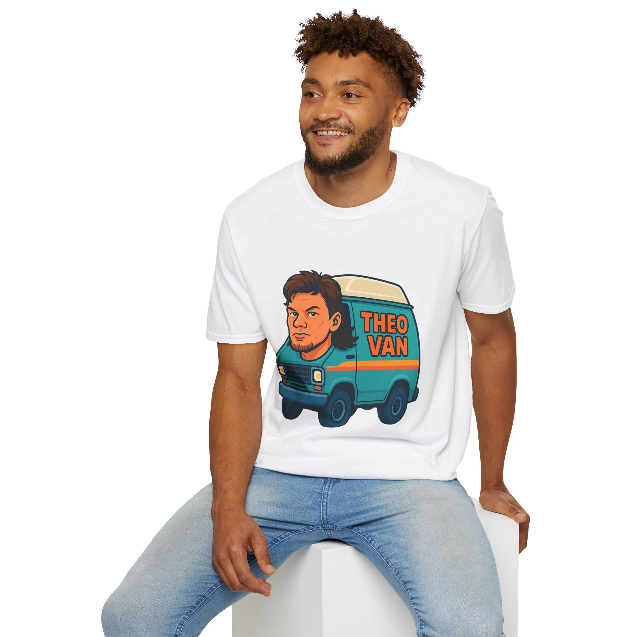 Theo Van (Theo Von + Van = Theo Van) Funny Tribute T-Shirt, Comedy Mashup Tee, Comedian Parody Shirt, Unisex Softstyle Top, Van Lover Gift