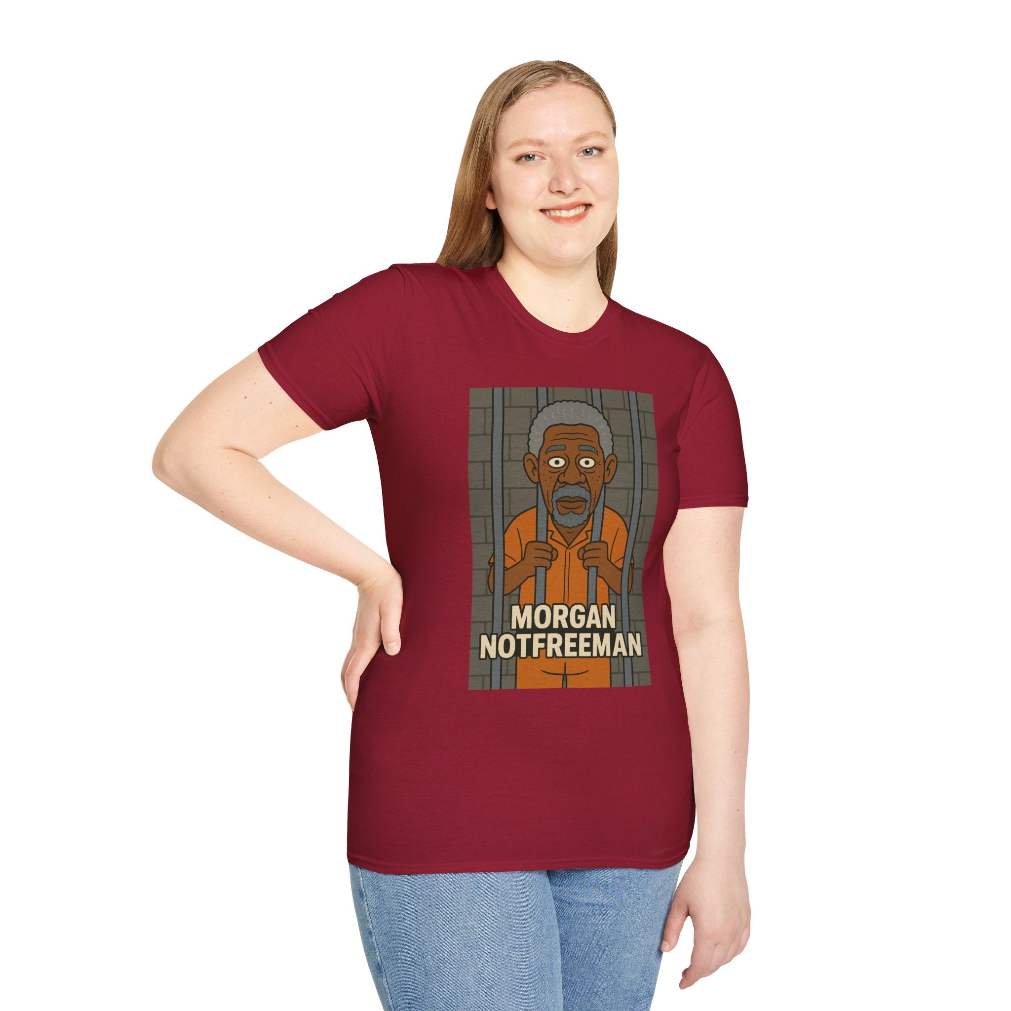 Morgan Notfreeman T-Shirt, Funny Parody Wordplay Tee, Unisex Softstyle Shirt, Morgan Freeman Not Free Comedy, Tribute Irony