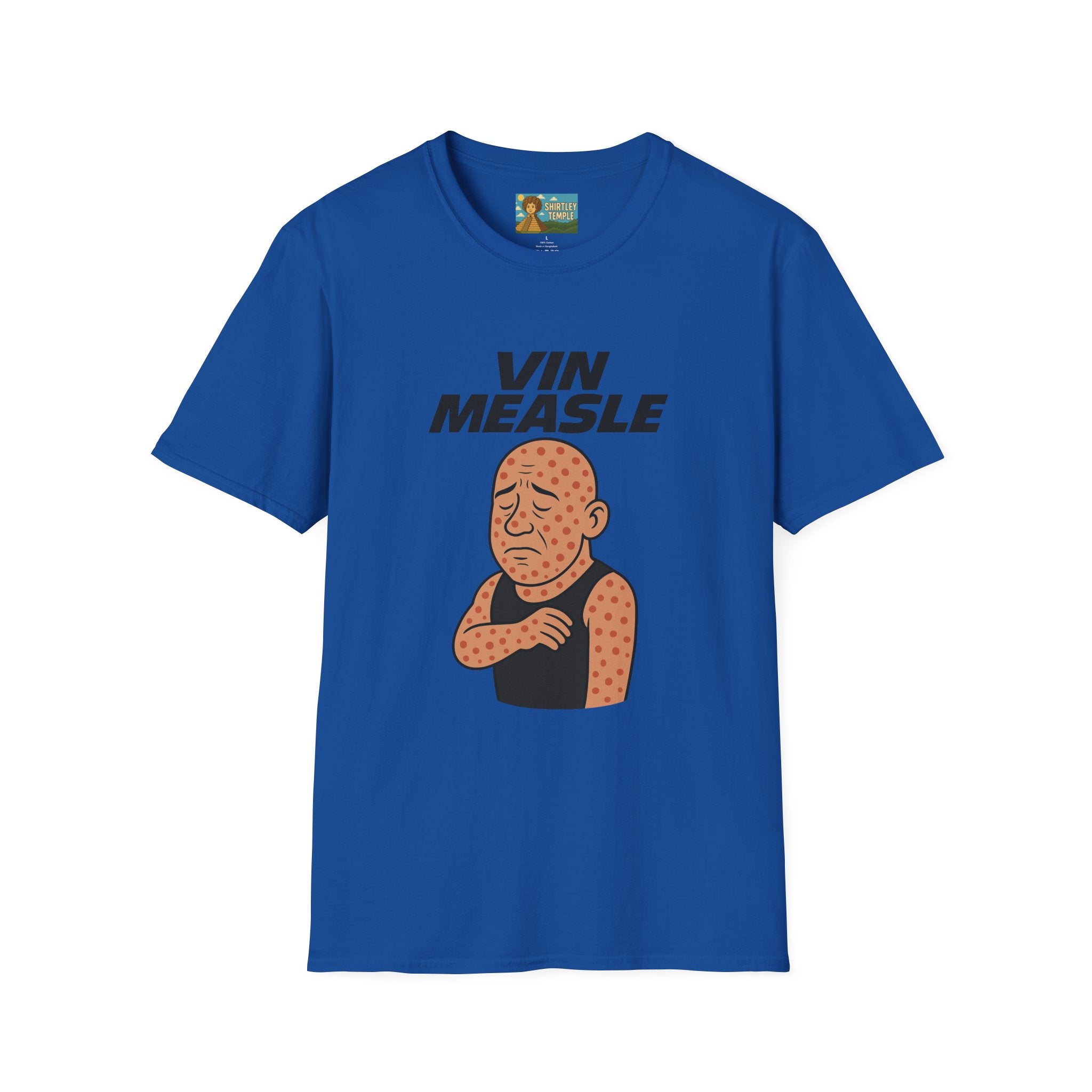 Vin Measle Parody Unisex Softstyle T-Shirt, Actor Measles Wordplay Tee, Humorous Graphic Tee Shirt, Comedy Movie Fan Gift, Lightweight