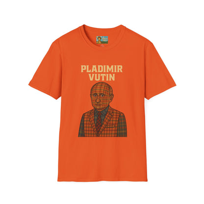 Pladimir Vutin T-Shirt, Funny Putin Parody Shirt, Plaid Person Pun Tee, Comedy Putin Plaid Top, Vladimir Putin Plaid Wordplay Apparel