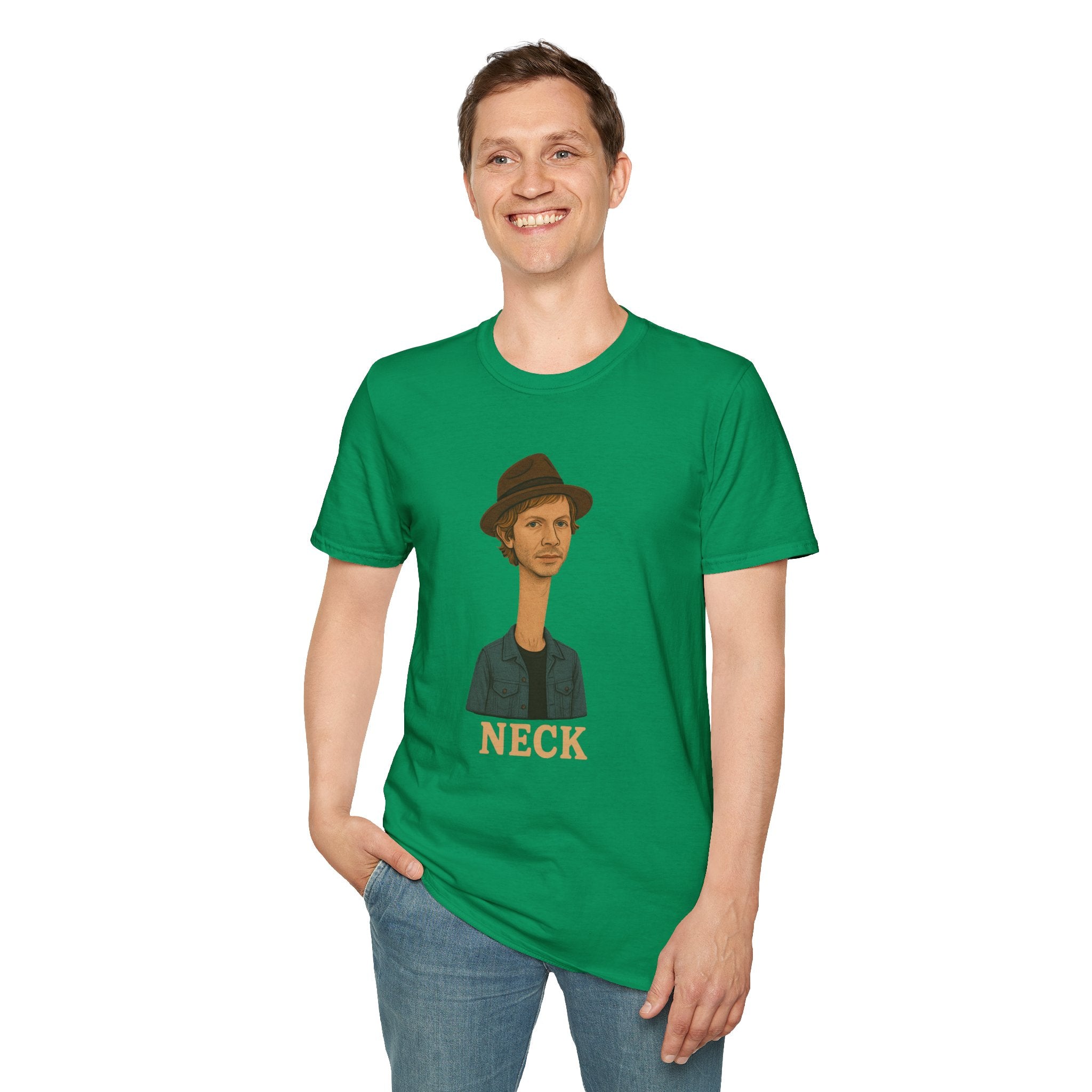 Neck Funny Long Neck Beck Tribute Unisex T-Shirt, Musician Parody Tee, Top for Comedy Fans, Neck Shirt with Wordplay, Music Lover Gift