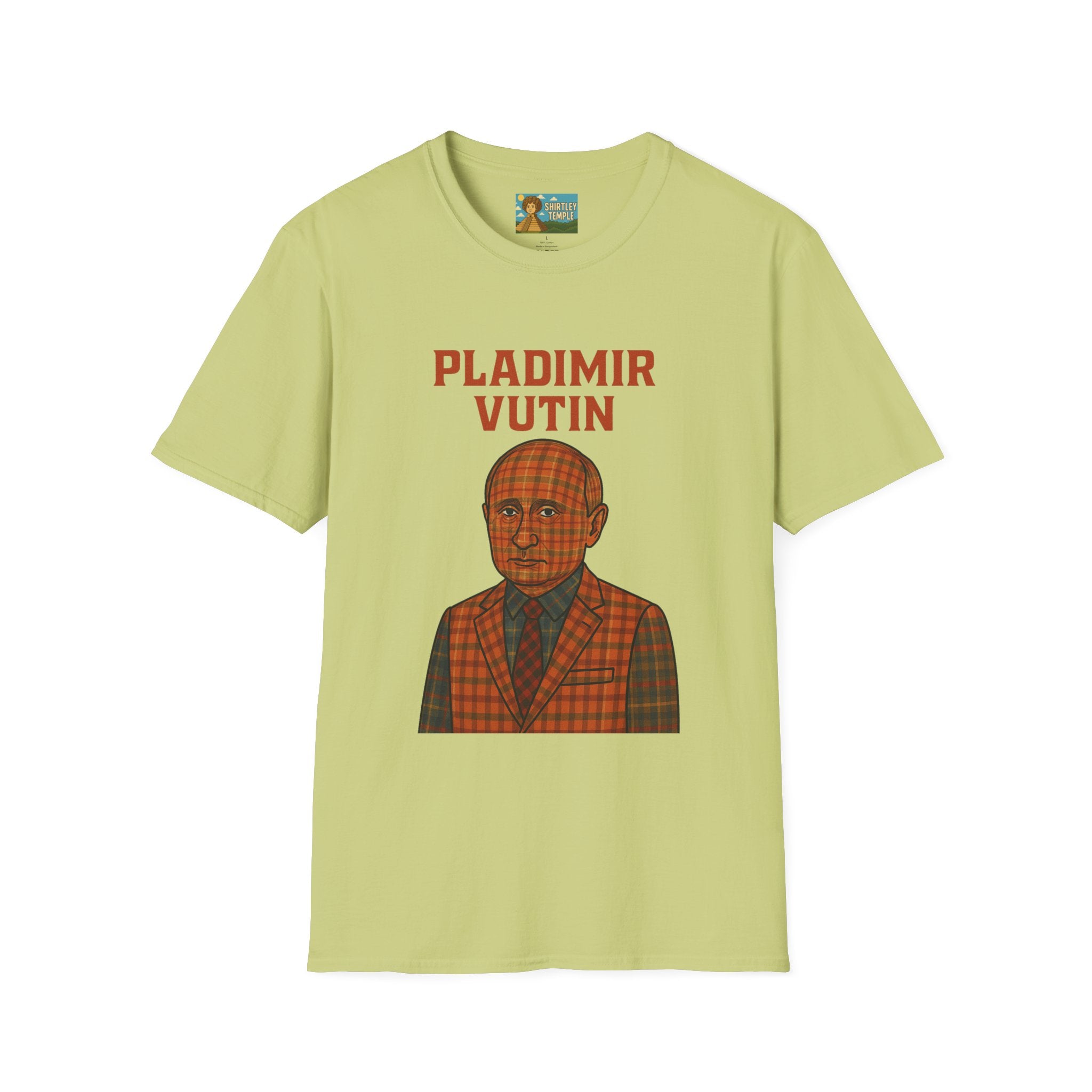 Pladimir Vutin T-Shirt, Funny Putin Parody Shirt, Plaid Person Pun Tee, Comedy Putin Plaid Top, Vladimir Putin Plaid Wordplay Apparel