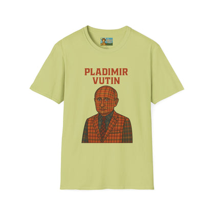 Pladimir Vutin T-Shirt, Funny Putin Parody Shirt, Plaid Person Pun Tee, Comedy Putin Plaid Top, Vladimir Putin Plaid Wordplay Apparel