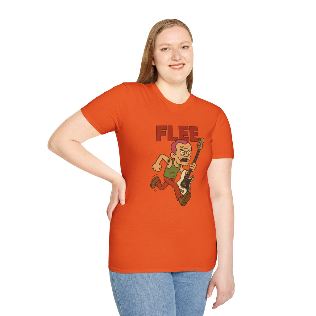 Flee funny shirt pun wordplay Flea red hot chili peppers running away fleeing