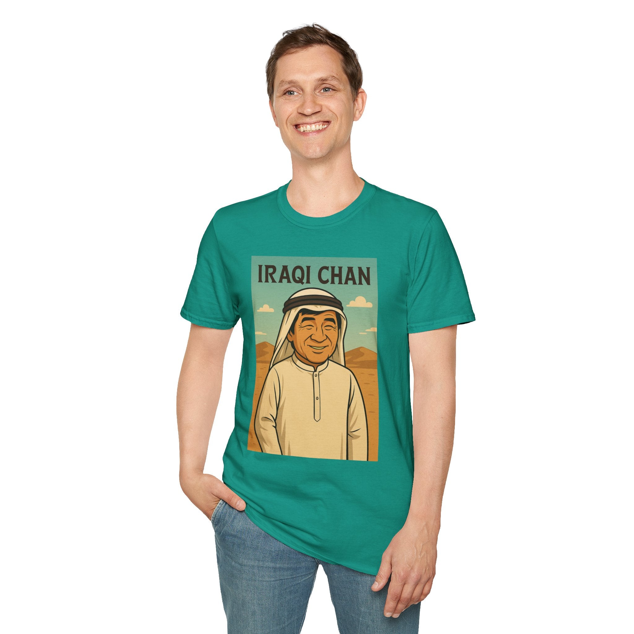 Iraqi Chan Unisex T-Shirt, Funny Jackie Chan Parody Apparel, Comedy Tribute Tee, Mashup Shirt