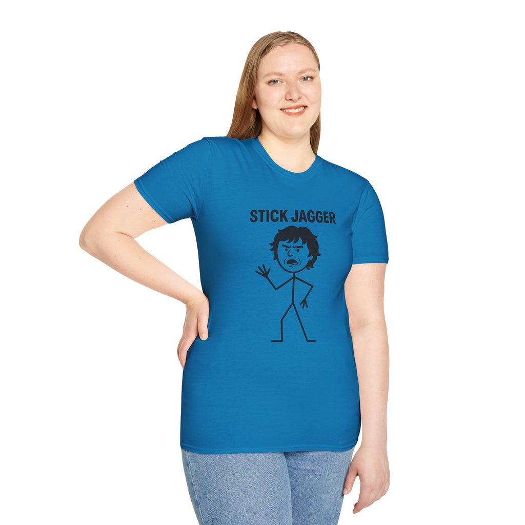 Stick Jagger Funny Shirt, Stick Figure Parody Wordplay T-Shirt, Pun Mashup Tee, Humorous Graphic Top, Sarcastic Slogan Clothing