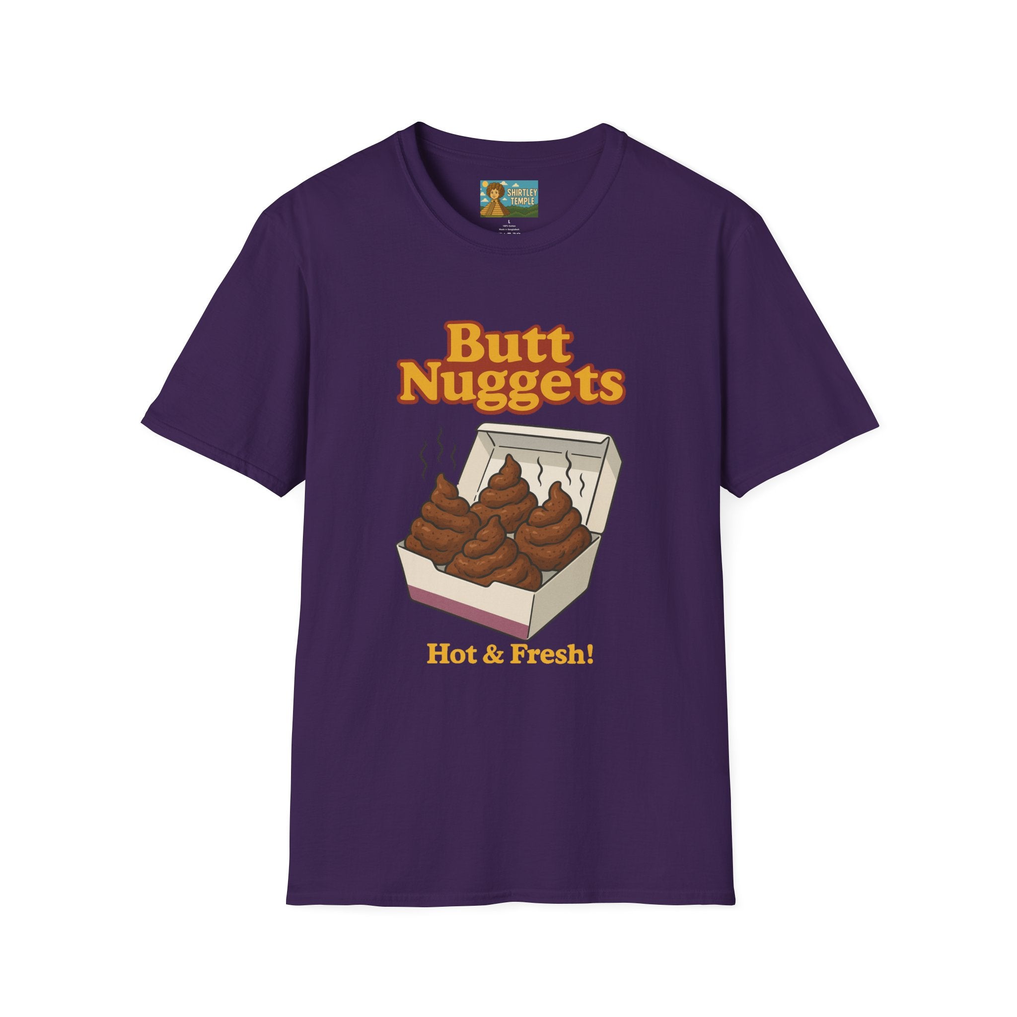 Butt Nuggets Funny Unisex Softstyle T-Shirt, Chicken Poop Pun Tee, Hilarious Wordplay Apparel, Comfy Graphic Shirt, Unisex Shirt for Joke