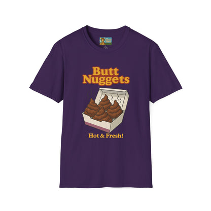 Butt Nuggets Funny Unisex Softstyle T-Shirt, Chicken Poop Pun Tee, Hilarious Wordplay Apparel, Comfy Graphic Shirt, Unisex Shirt for Joke