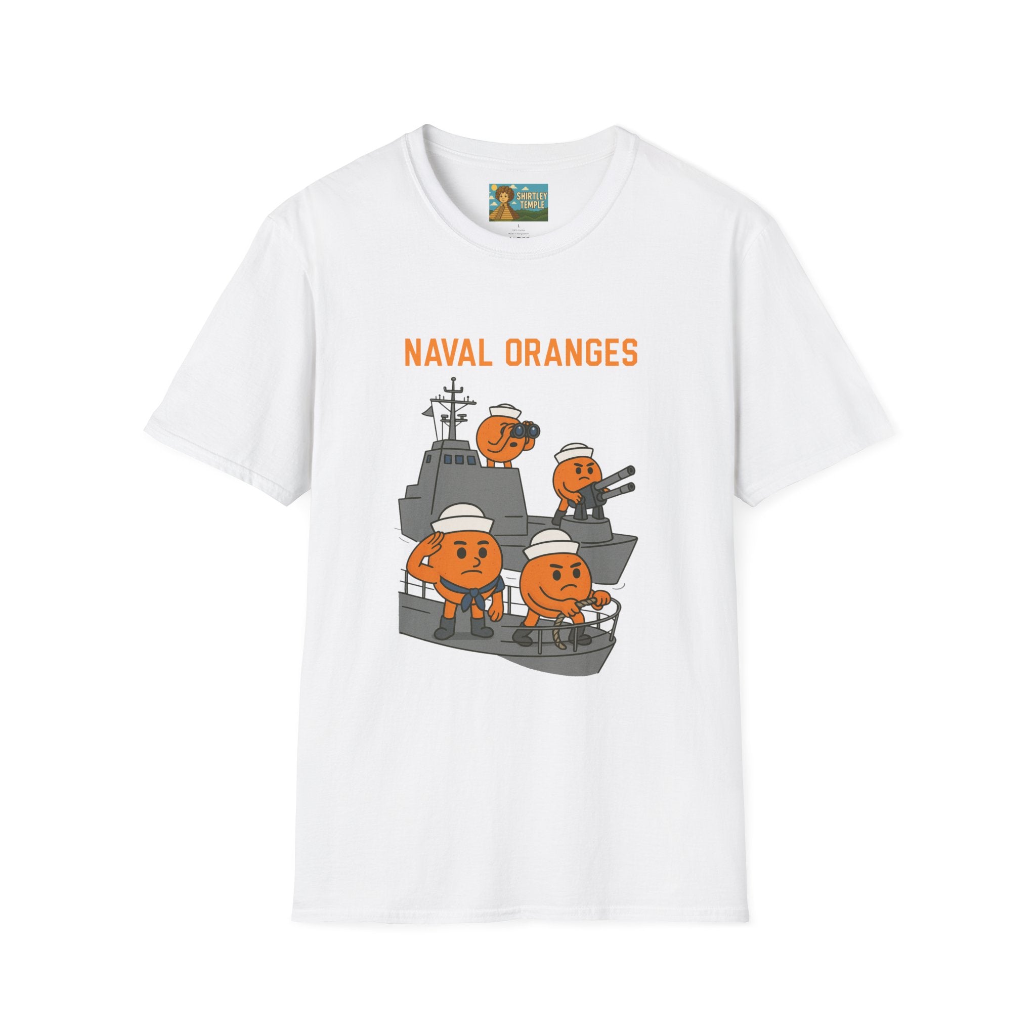 Naval Oranges Unisex Softstyle T-Shirt, Funny Shirt Parody Wordplay Mashup, Navy People Comedy Pun Punny, Navel Oranges Tee, Citrus Humor