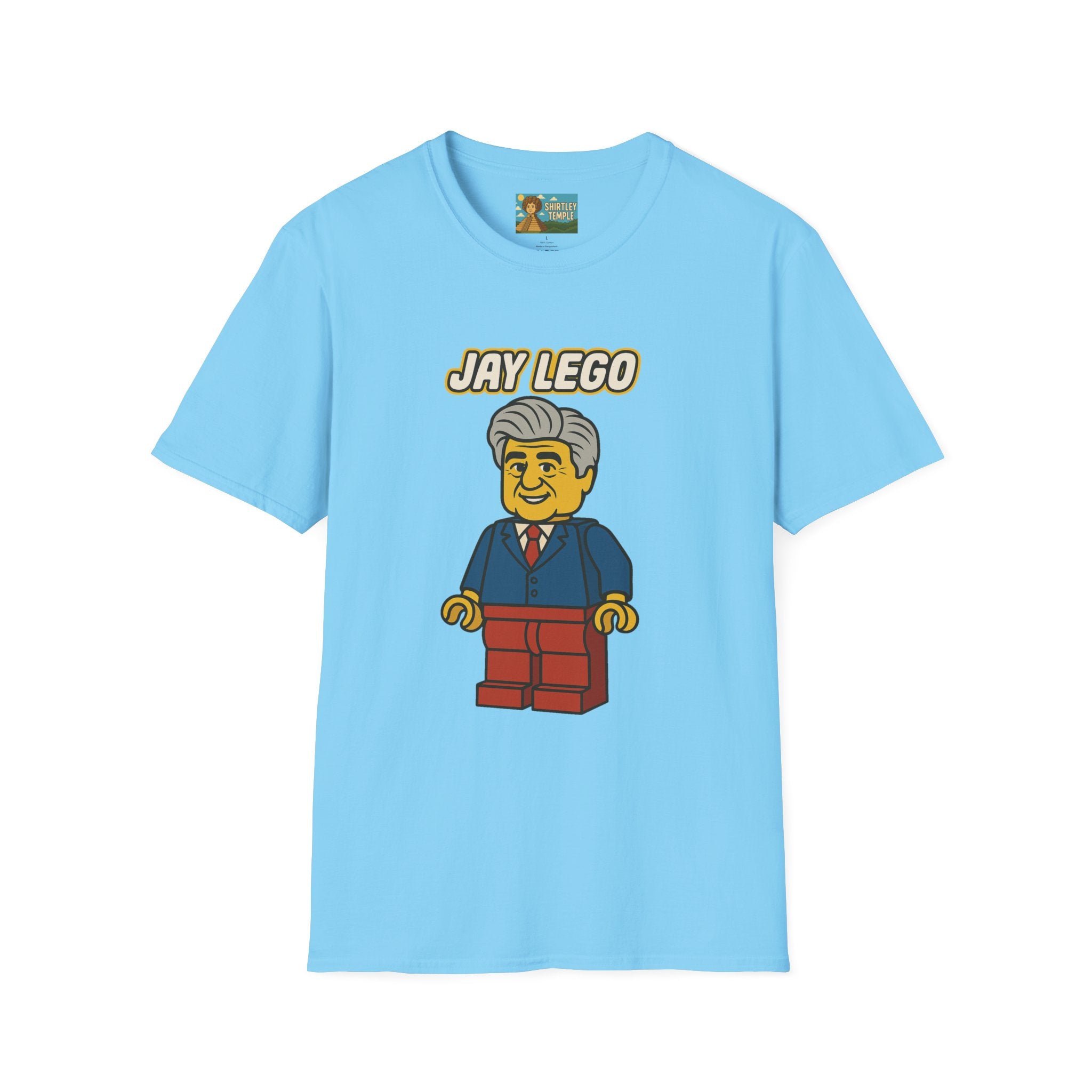 Jay Lego Funny Shirt Parody Apparel, Comedy Tribute, Lego Person, Jay Leno Mashup