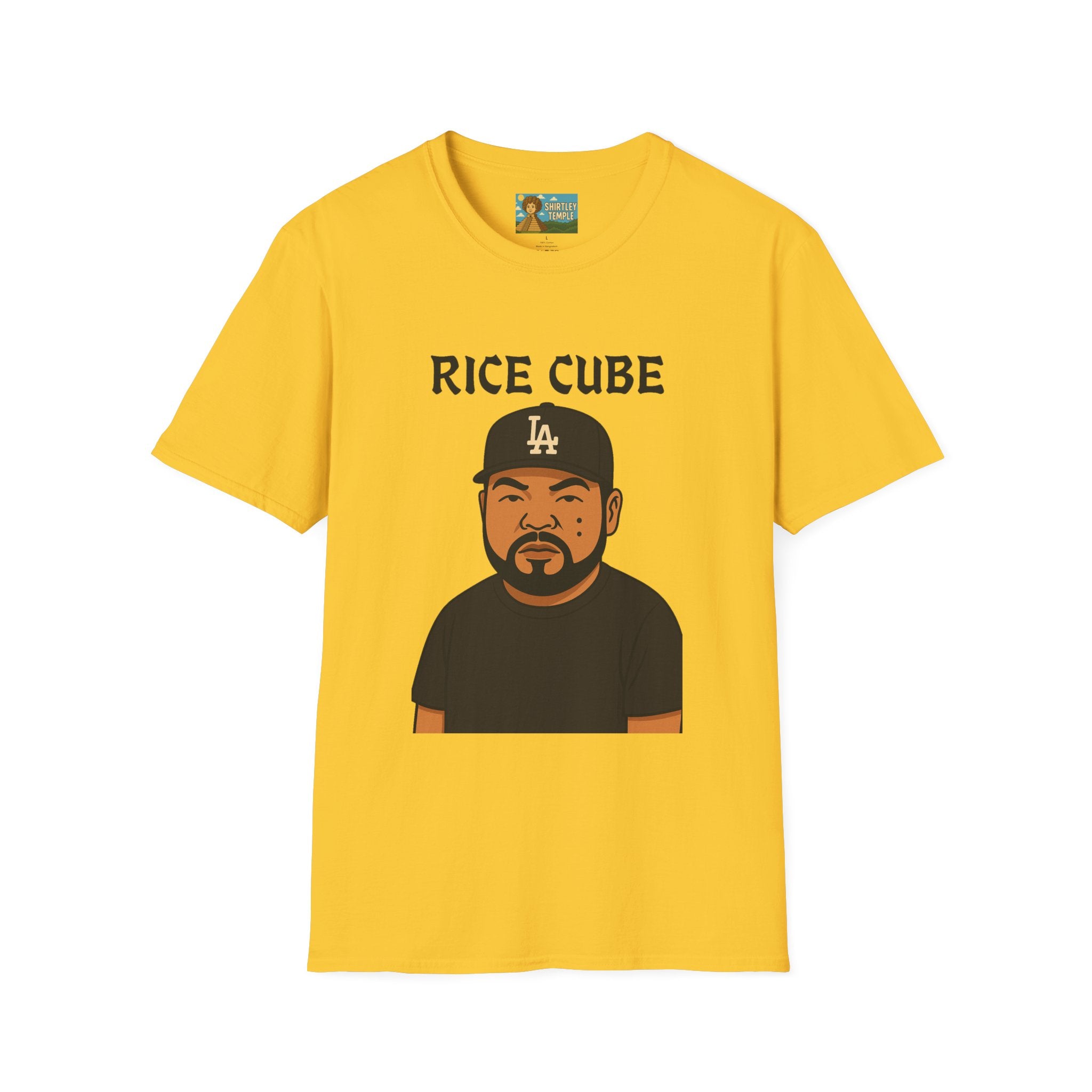 Rice Cube Funny T-Shirt, Ice Cube Asian Parody Shirt, Wordplay Tee, Hip-Hop Music Fan Gift, Unisex Softstyle Top