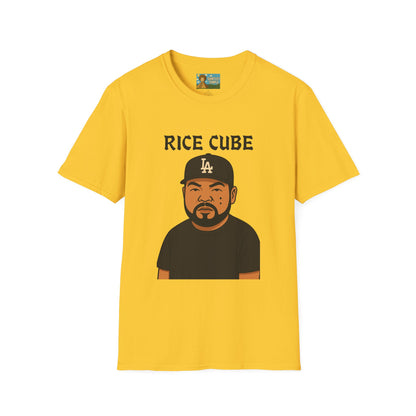 Rice Cube Funny T-Shirt, Ice Cube Asian Parody Shirt, Wordplay Tee, Hip-Hop Music Fan Gift, Unisex Softstyle Top