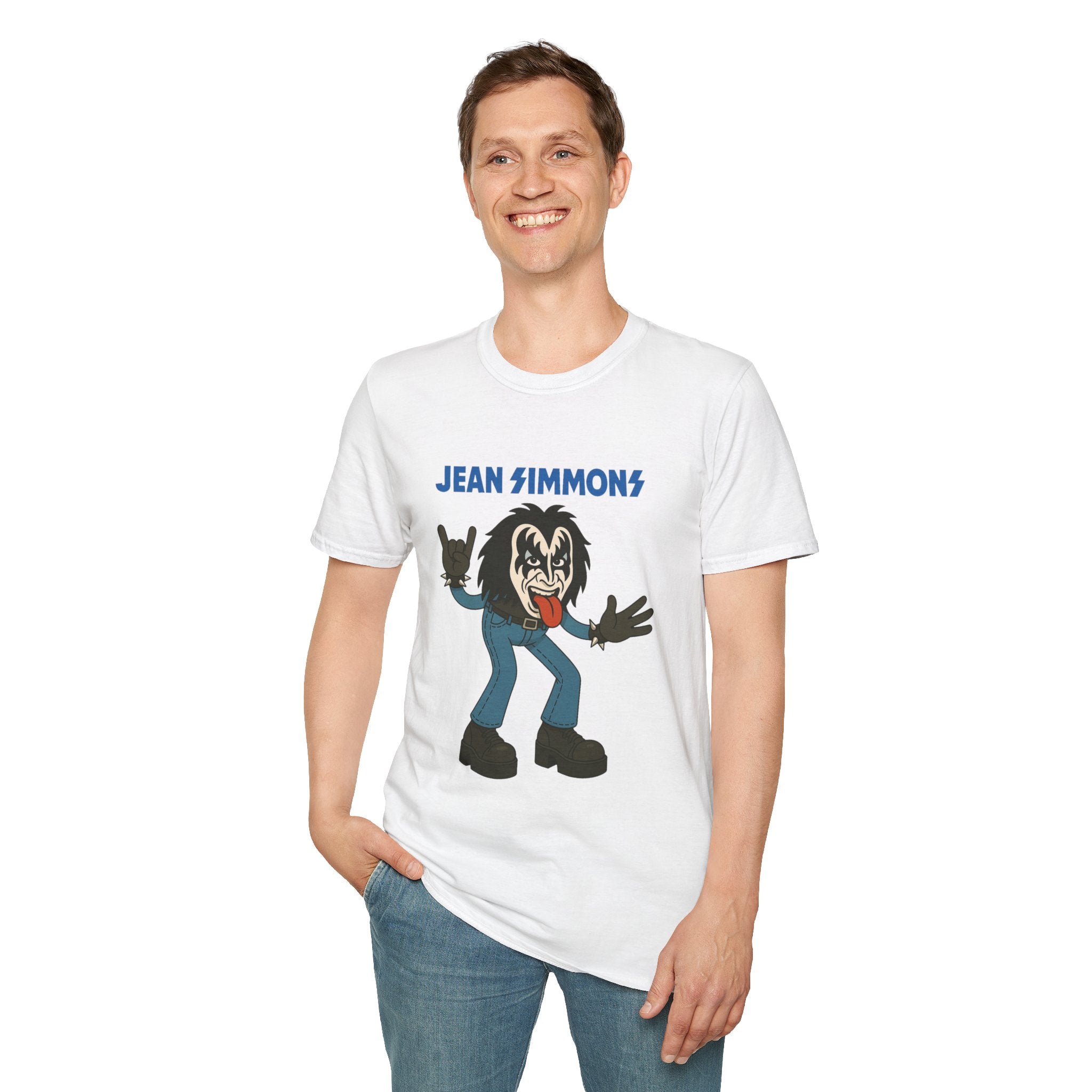 Jean Simmons Funny Shirt Mashup Tribute Parody Pun Rockstar Softstyle T-Shirt, Unisex Tee, Graphic Tee, Music Lover Gift, Jeans Lover Shirt,