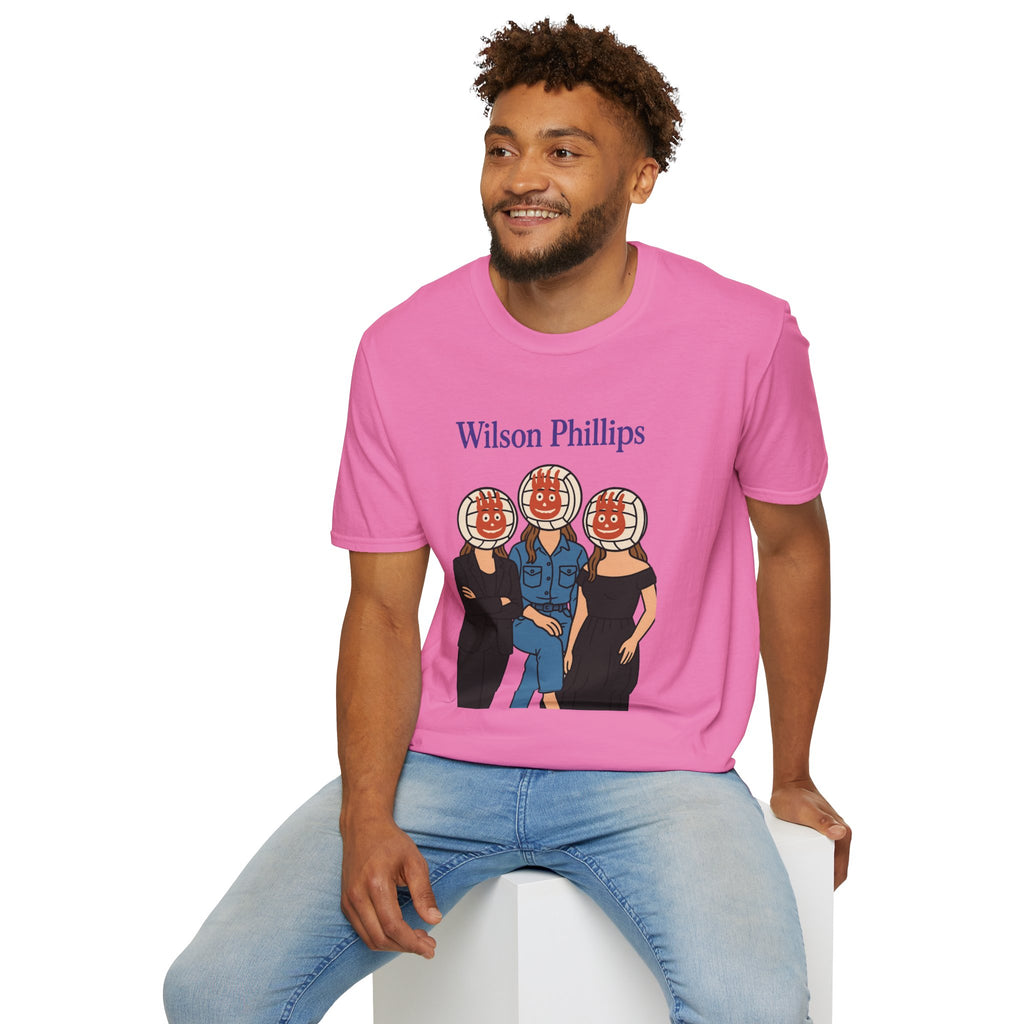 Wilson and Phillips Mashup Softstyle T-Shirt, Funny Wordplay Tribute Singers, Volleyball Theme Gift Tee