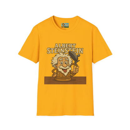 Albert Steinstein Unisex T-Shirt, Pun Beer Stein Science Tee, Gift for Nerds, Math Teacher Shirt, Physics Student Apparel