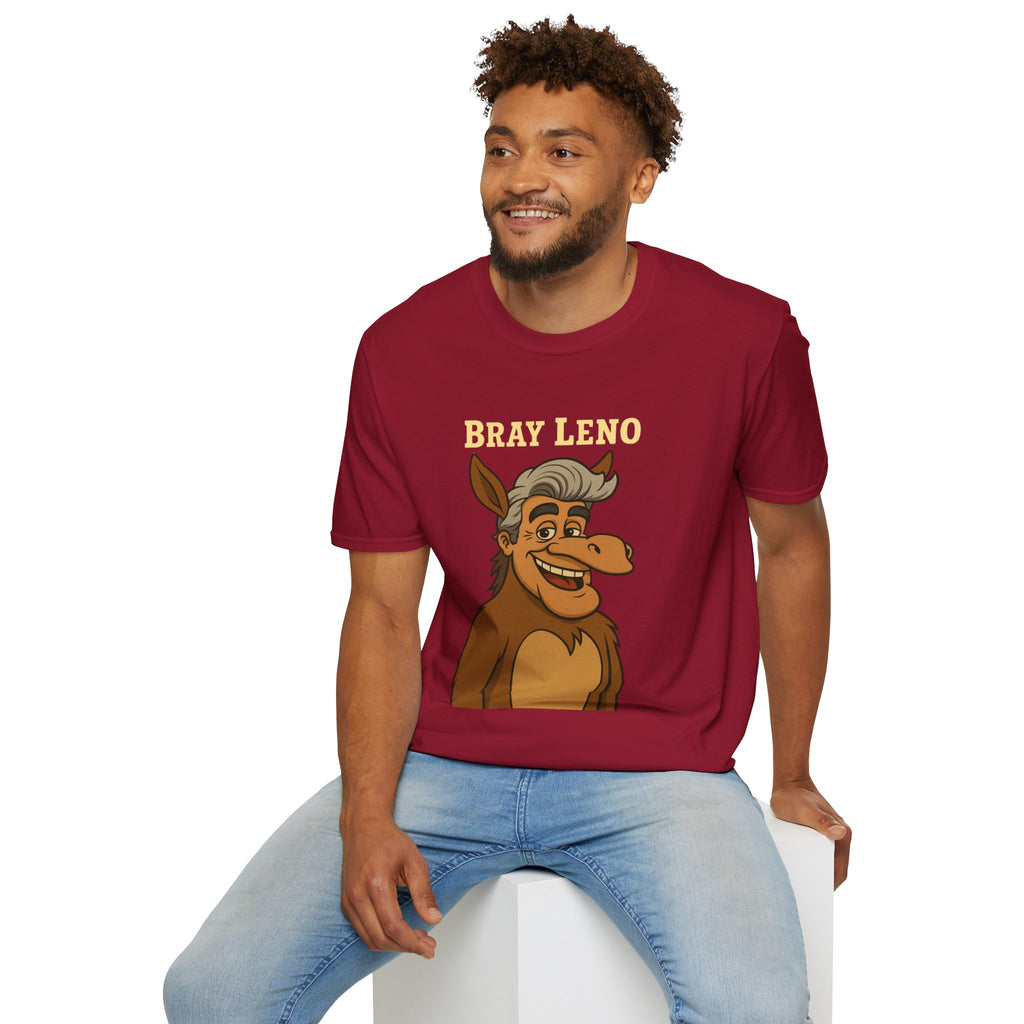 Bray Leno Parody Unisex Tee, Jay Leno Donkey Mashup Shirt, Funny Wordplay Comedy Gift, Softstyle T-Shirt