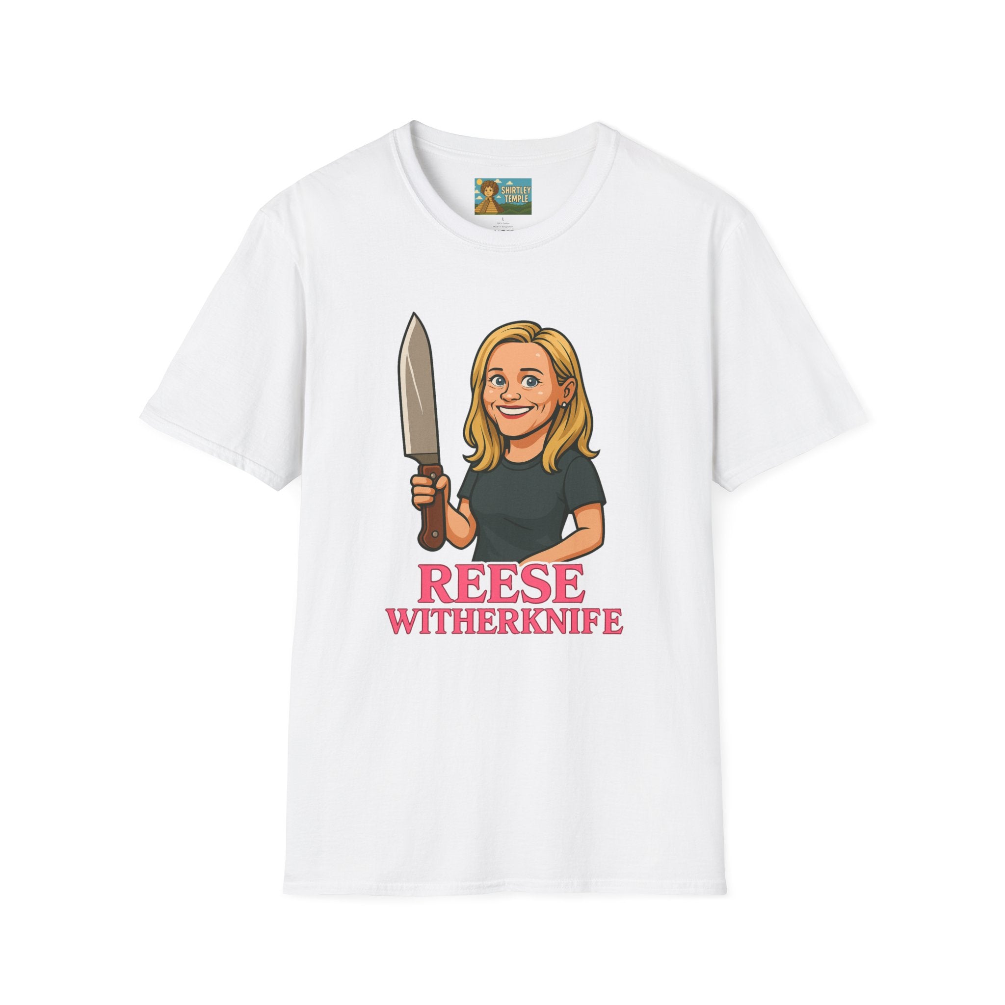 Reese Witherknife Funny Shirt, Comedy Parody Actress Tee, Unisex Softstyle T-Shirt, Wordplay Giant Knife Top, Gift for Movie Lovers, Pop