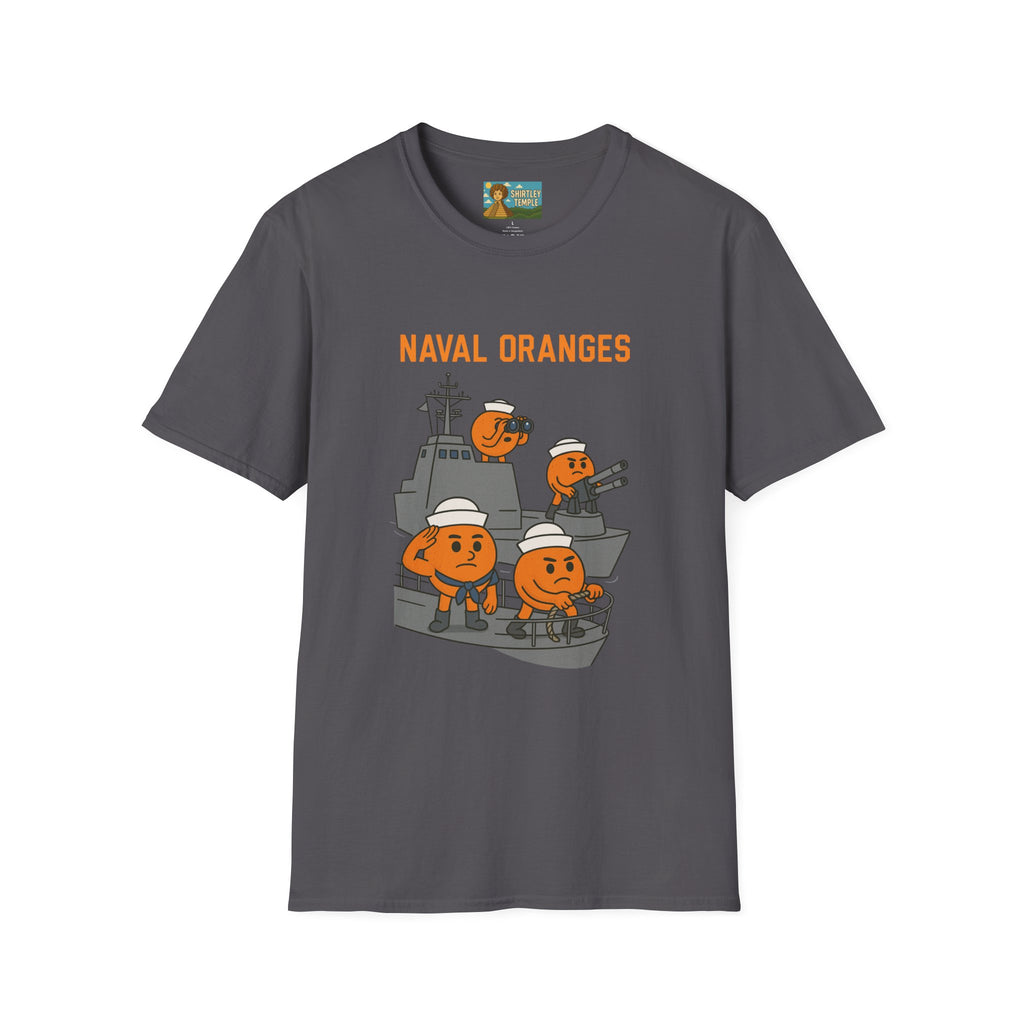 Naval Oranges Unisex Softstyle T-Shirt, Funny Shirt Parody Wordplay Mashup, Navy People Comedy Pun Punny, Navel Oranges Tee, Citrus Humor