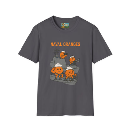 Naval Oranges Unisex Softstyle T-Shirt, Funny Shirt Parody Wordplay Mashup, Navy People Comedy Pun Punny, Navel Oranges Tee, Citrus Humor