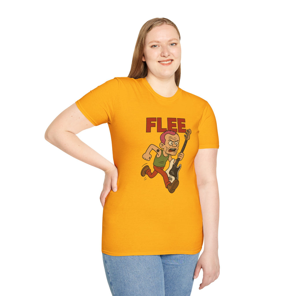 Flee funny shirt pun wordplay Flea red hot chili peppers running away fleeing