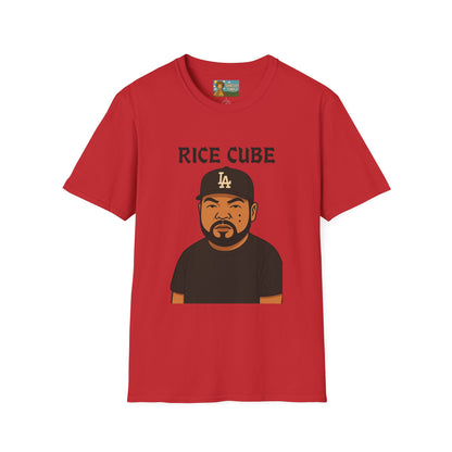 Rice Cube Funny T-Shirt, Ice Cube Asian Parody Shirt, Wordplay Tee, Hip-Hop Music Fan Gift, Unisex Softstyle Top