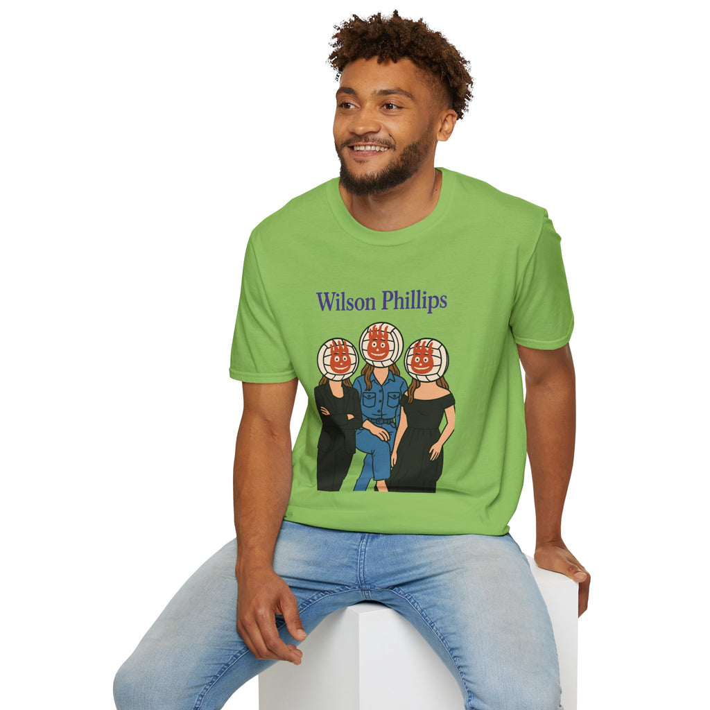 Wilson and Phillips Mashup Softstyle T-Shirt, Funny Wordplay Tribute Singers, Volleyball Theme Gift Tee