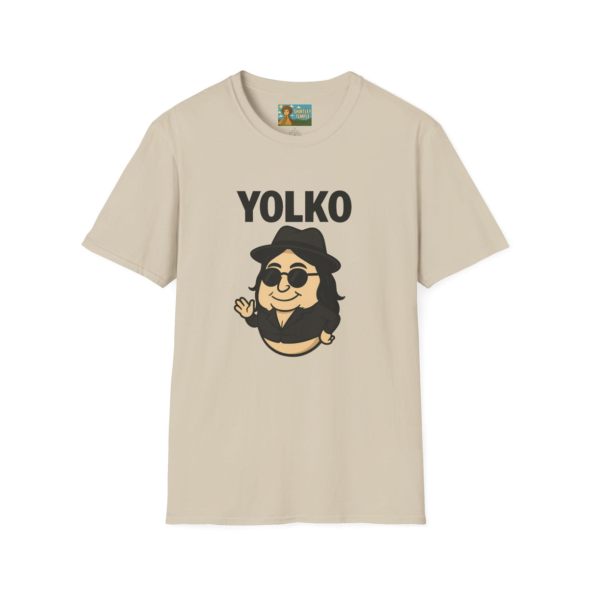Yolko Funny Parody Unisex Softstyle T-Shirt, Egg Wordplay Tee, Humorous Yoko Tribute Shirt, Novelty Graphic Top, Comical Musician Fan Gift