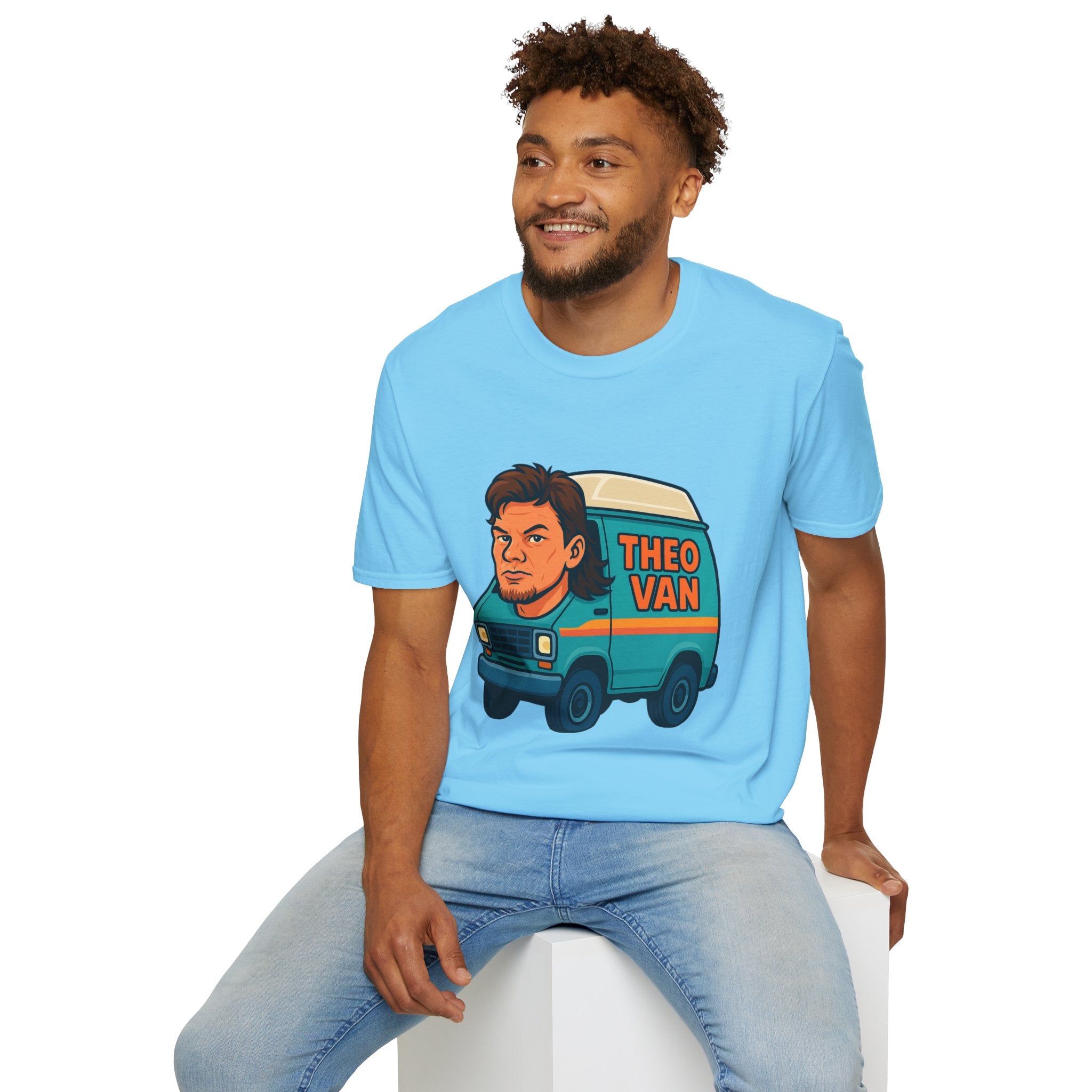 Theo Van (Theo Von + Van = Theo Van) Funny Tribute T-Shirt, Comedy Mashup Tee, Comedian Parody Shirt, Unisex Softstyle Top, Van Lover Gift