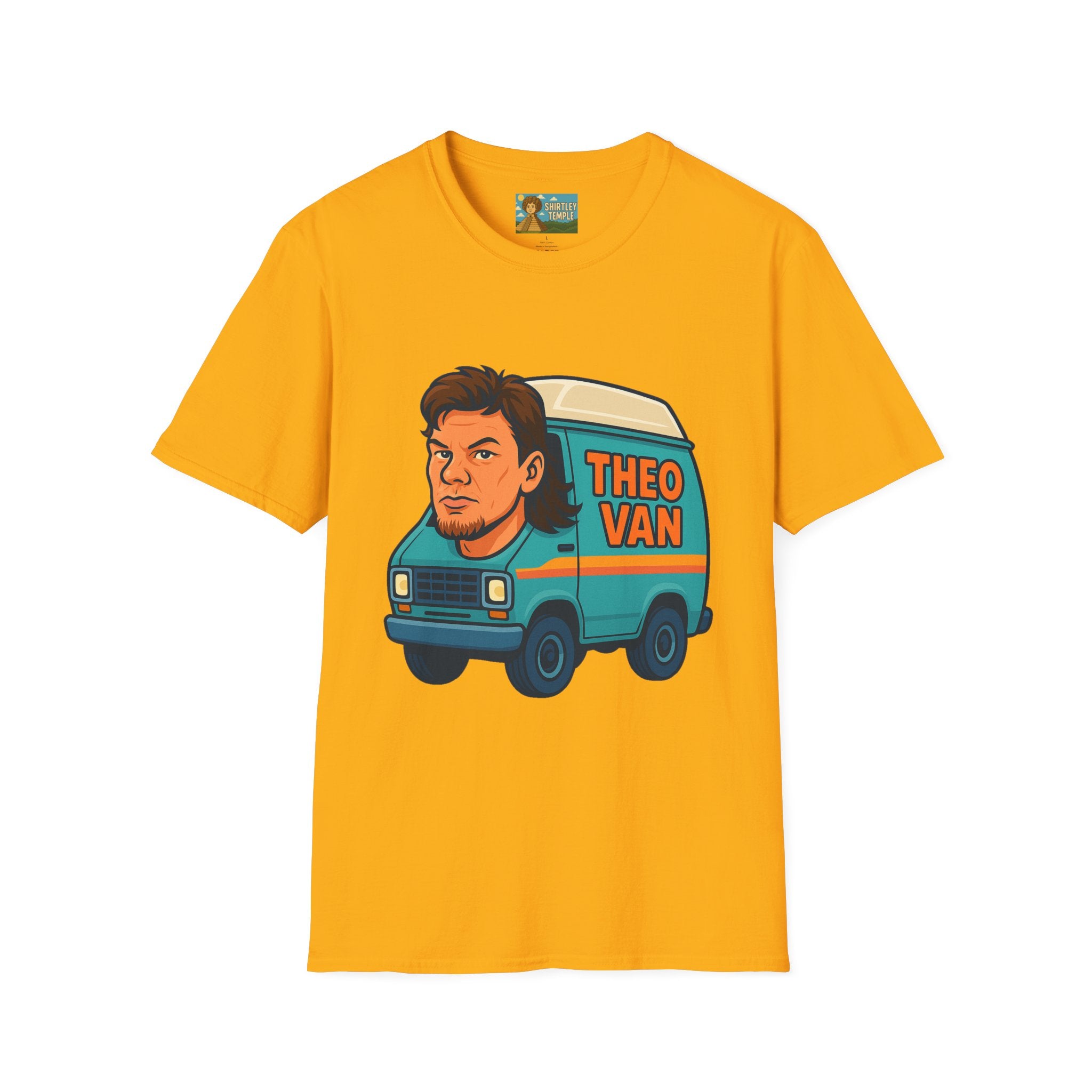 Theo Van (Theo Von + Van = Theo Van) Funny Tribute T-Shirt, Comedy Mashup Tee, Comedian Parody Shirt, Unisex Softstyle Top, Van Lover Gift